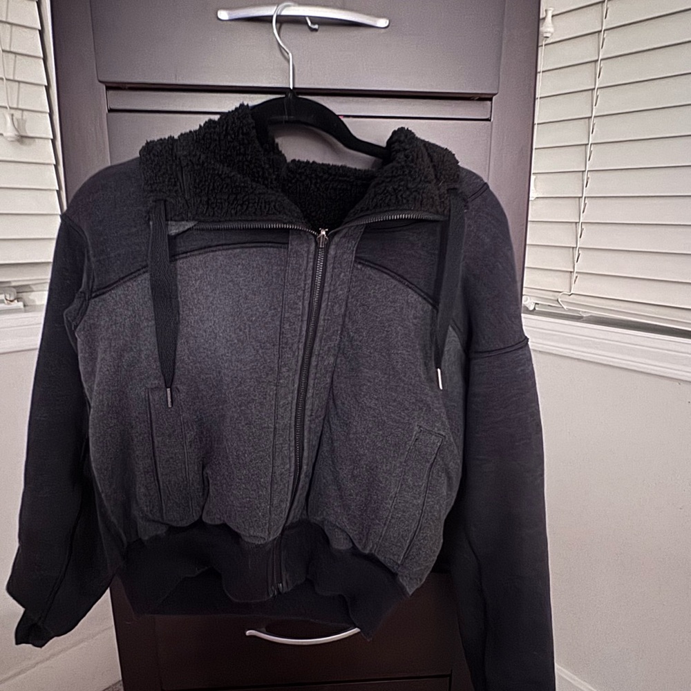 lululemon Black and Gray Jacket reversible Sherpa lined.